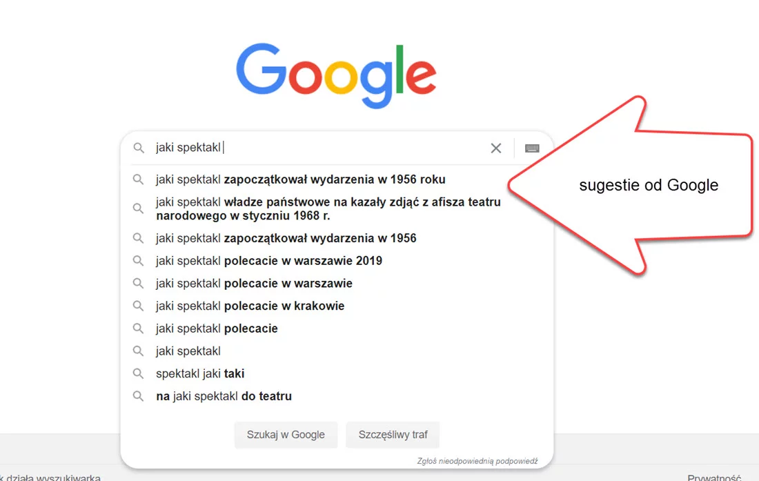 sugestie google