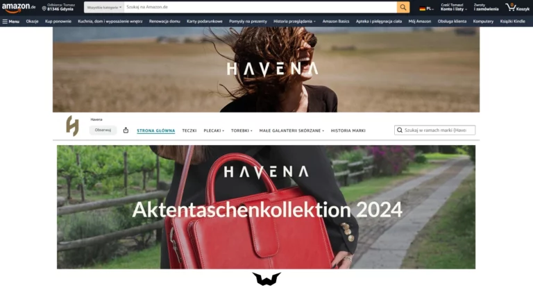 widok sklepu na platformie amazon